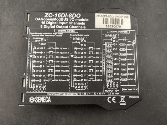 SENECA ZC - 16DI - 8DO CANOPEN MODBUS I/O MODULE - KLR Automation