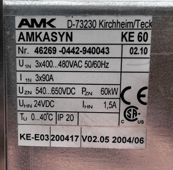 AMK AMKASYN KE 60 KE - E03 VARIATEUR DE FREQUENCES - KLR Automation