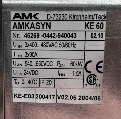 AMK AMKASYN KE 60 KE - E03 VARIATEUR DE FREQUENCES - KLR Automation