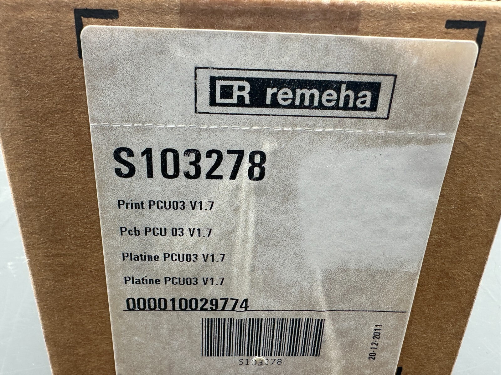 REMEHA S103278 7678567 PLATINE PCU03 V1.7 000010029774