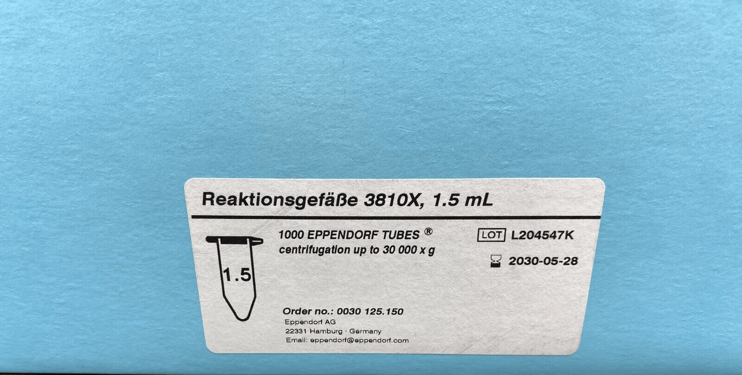 EPPENDORF REACTION VESSELS 3810X TUBES 1.5mL x1000pc - KLR Automation