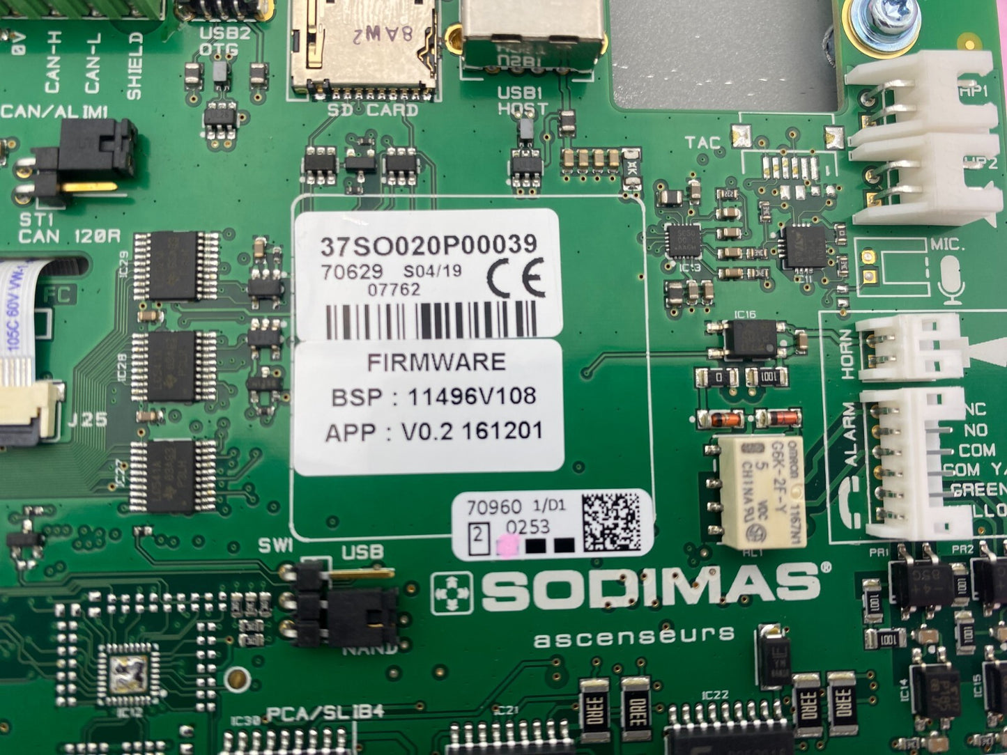 SODIMAS 37SO020P00039 70629 S04/19 LCD DISPLAY PROTOCOLE CAN Elevator parts lift