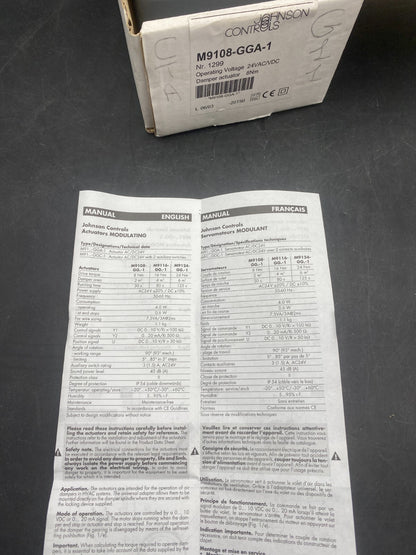JOHNSON CONTROLS M9108 - GGA - 1 ACTUATORS MODULATING - KLR Automation