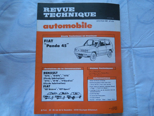 RTA revue technique automobile etat comme neuf FIAT PANDA 45 n 413 - KLR Automation