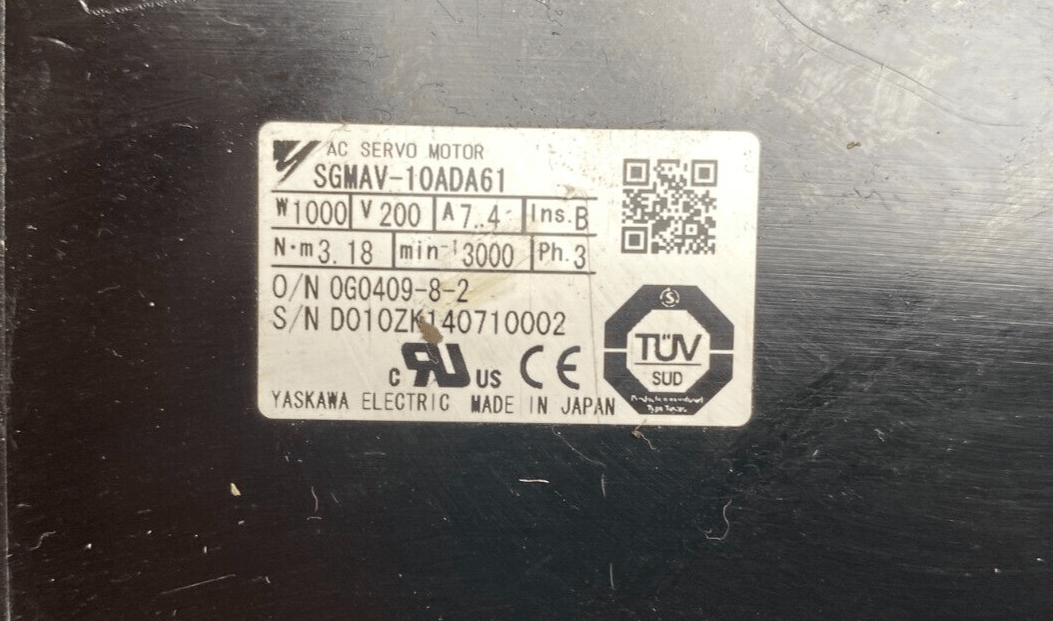 OMRON SGMAV - 10ADA61 1000W 200V 7.4A 3.18 Nm 3000 tr/min 3PH x1pc - KLR Automation