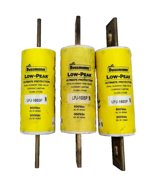 BUSSMANN LPJ-100SP LOW-PEAK ULTIMATE PROTECTION 600VAC 300VDC x3pc