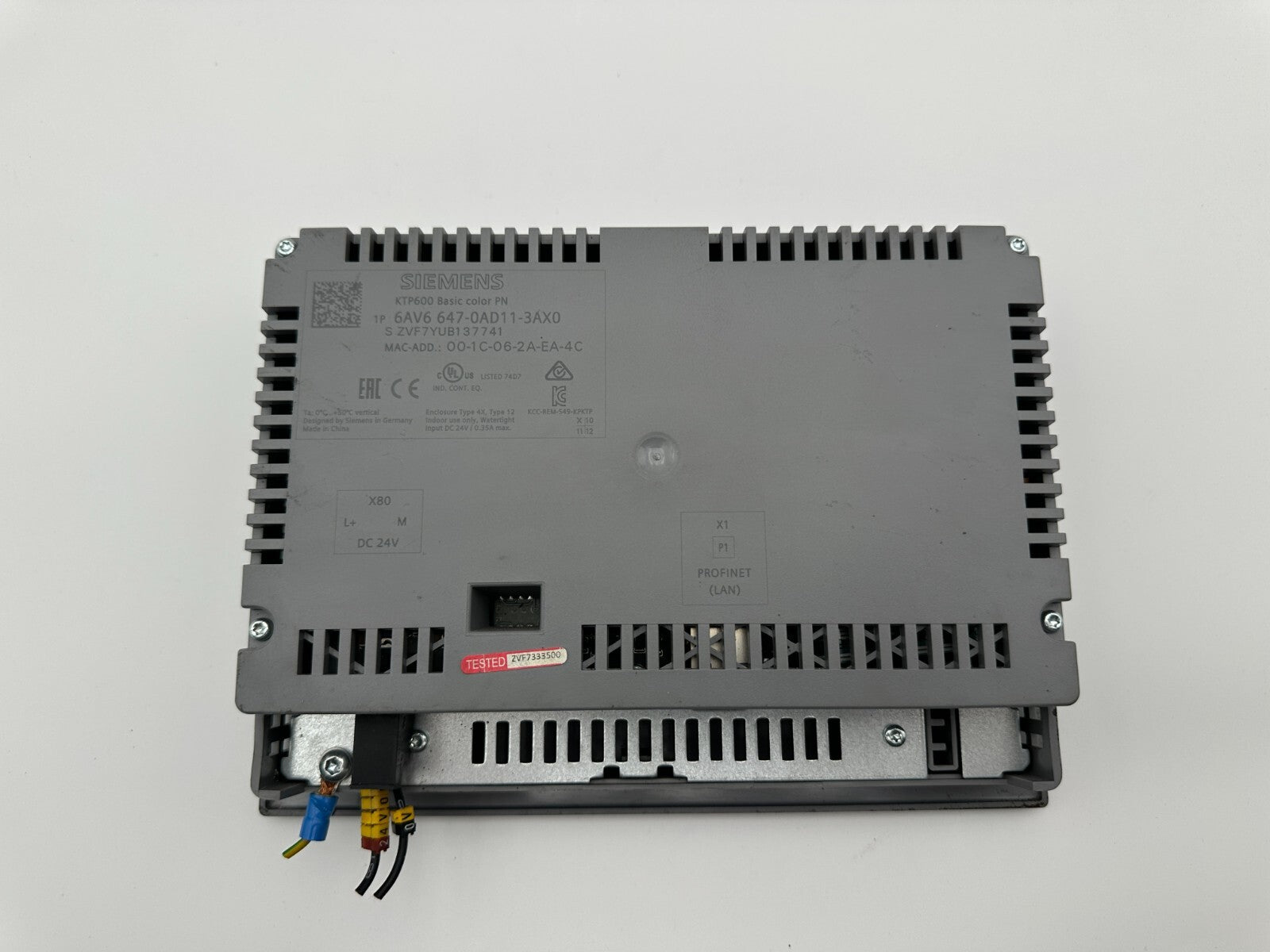 SIEMENS 6AV6647 - 0AD11 - 3AX0 SIMATIC PANEL TOUCH KTP600 BASIC COLOR PN - KLR Automation