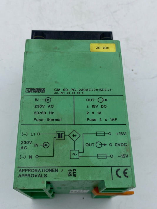 Phoenix Contact cm90 - ps - 230ac/2x15dc/1 - KLR Automation