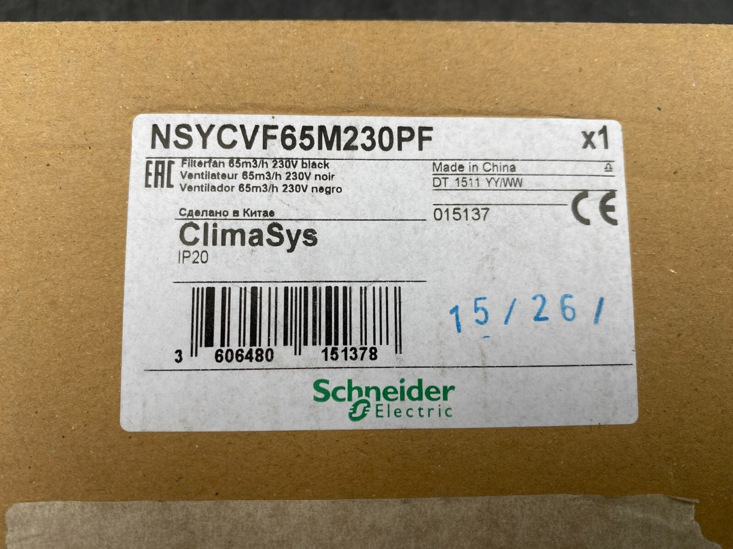 NEW SCHNEIDER ELECTRIC NSYCVF65M230PF CLIMASYS FILTERFAN 65M3/H - KLR Automation