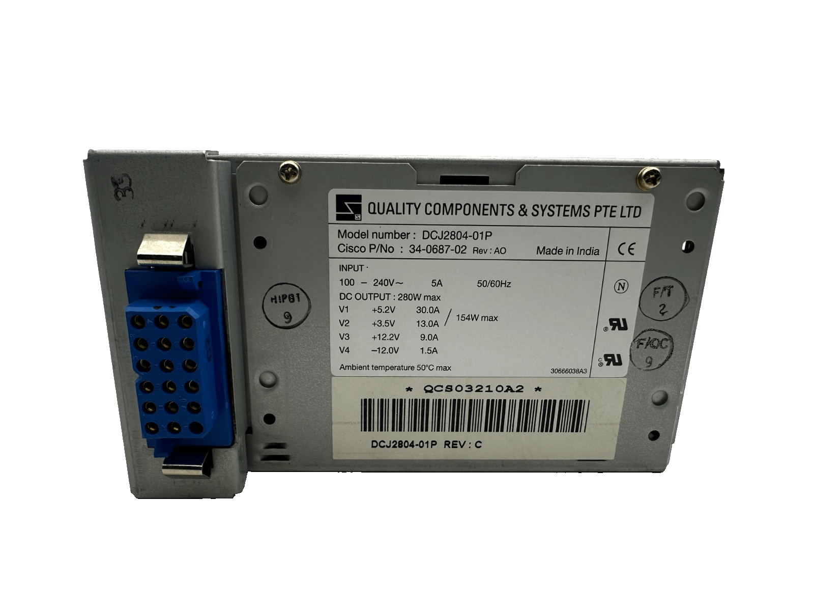 CISCO 34 - 0687 - 02 REV AO DCJ2804 - 01P 280W POWER SUPPLY - KLR Automation