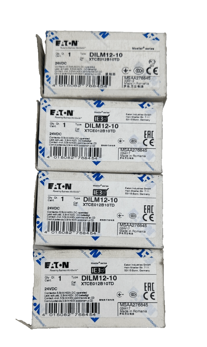 EATON DILM12 - 10 XTCE012B10TD CONTACTEUR 5.5 kW/400VDC COMMANDE EN CD x4pc - KLR Automation