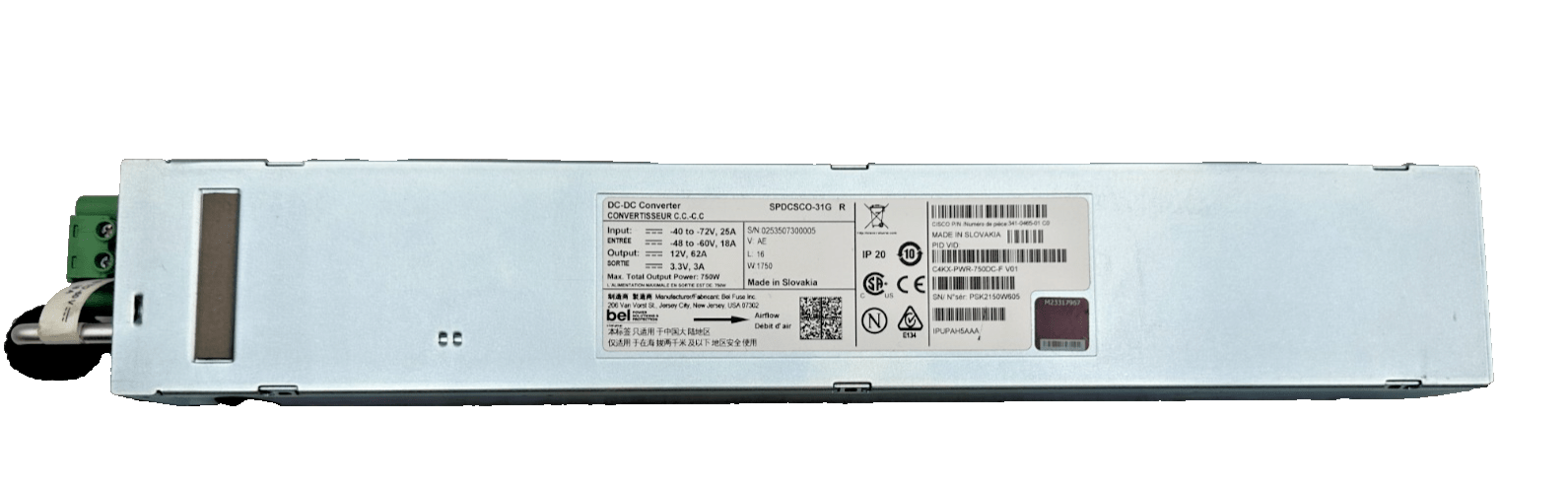 CISCO BEI SPDCSCO - 31G R C4KX - PWR - 750DC - F V01 IPUPAH5AAA DC - DC CONVERTER - KLR Automation