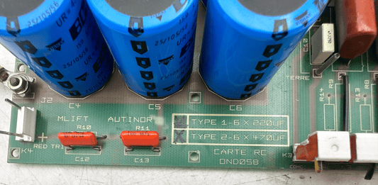 ELEVATOR PARTS LIFT AUTINOR CARTE RC OND05 B MLIFT 1 - 6 x 220UF 2 - 6 x 470UF - KLR Automation