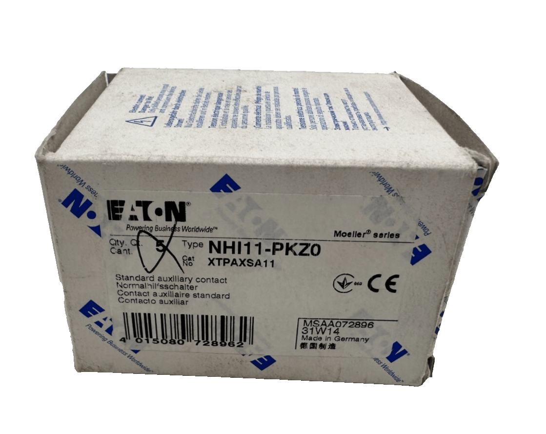 EATON NHI11 - PKZ0 XTPAXSA11 STANDARD AUXILLIARY CONTACT x5pc - KLR Automation