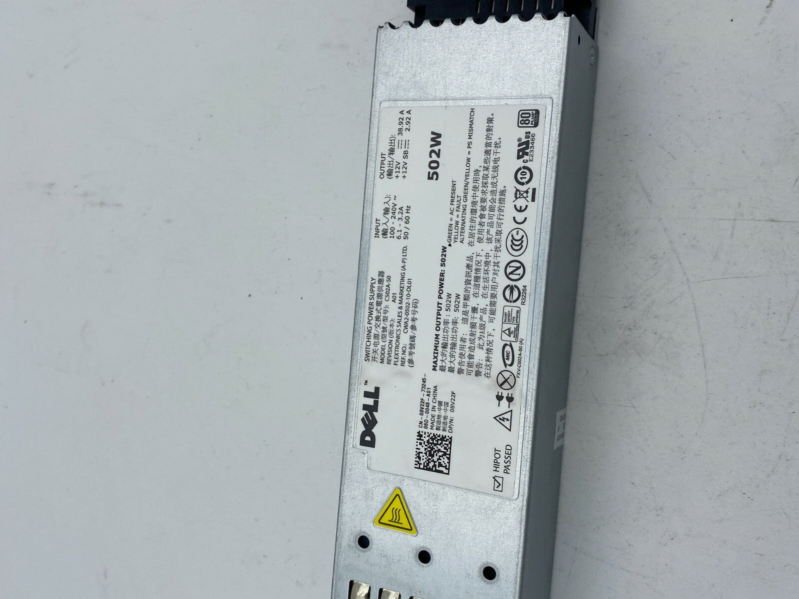  Dell PowerEdge C502A-S0 Power Supply PSU 08V22F 502W ~ FREE S/H