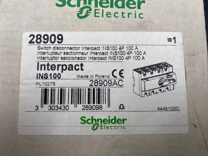 SCHNEIDER ELECTRIC 28909 INS 100 INTERPACT 250V 4PS - KLR Automation