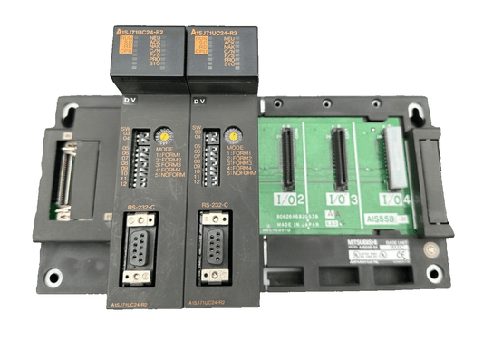 MITSUBIHI RS - 232 - C UNIT A1SJ71UC24 - R2 X2pc + BASE UNIT A1S55B - S1 - KLR Automation