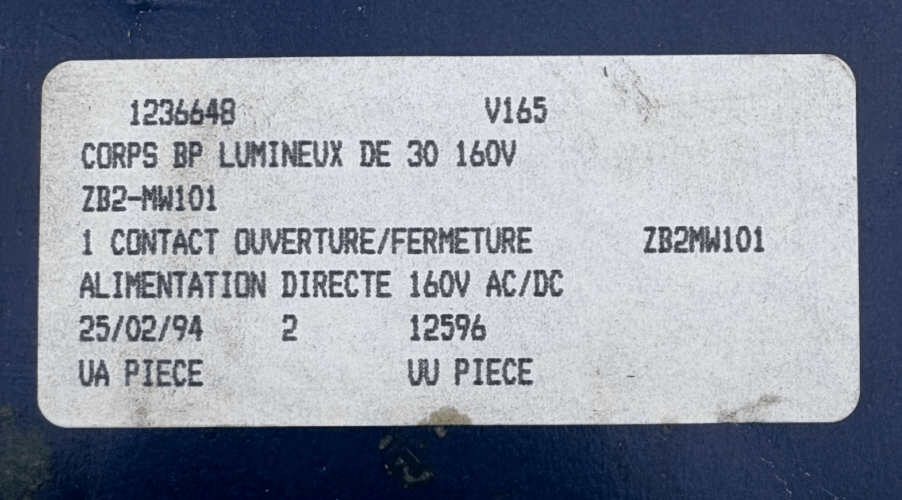 TELEMECANIQUE ZB2 - MW101 CORP LUMINEUX x1 - KLR Automation