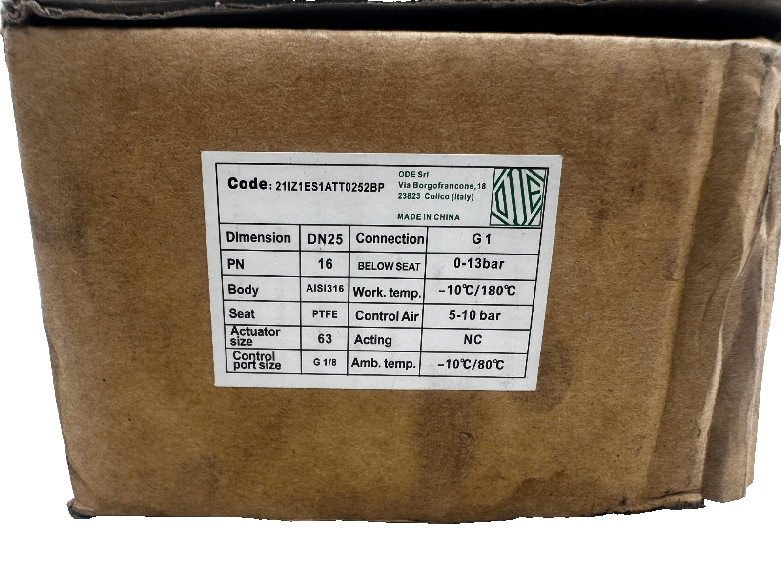 ODE 21IZ1ES1ATT0252BP SOUPAPE A PISTON PNEUMATIQUE DN25 CONNECTION G1 x1pc - KLR Automation