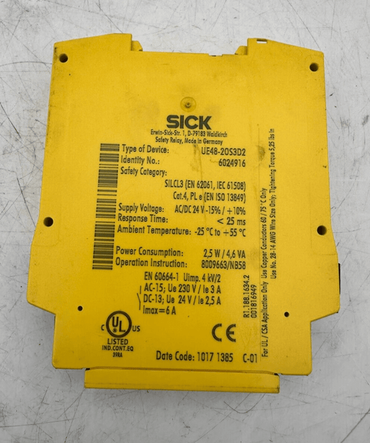 SICK 6024916 UE48 - 20S3D2 SAFETY RELAY - KLR Automation