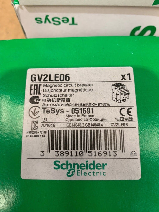 1 x Disjoncteur de protection moteur Schneider Electric, 3 pôles, 690 V GV2ME06 - KLR Automation