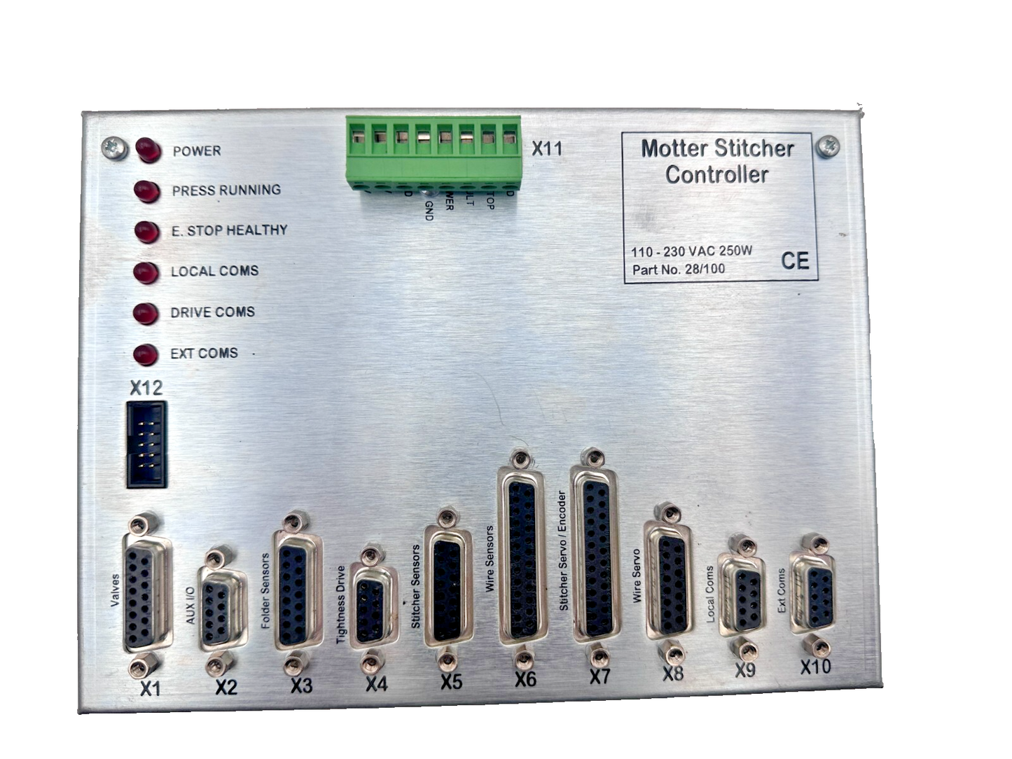 MOTTER STITCHER CONTROLLER 28/100 110-230 VAC 250W CONTROL BOARD