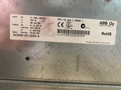 ABB ACS550 - 01 - 157A - 4 380 - 480V 75/55kW ONDULEUR + ACS - CP - A - KLR Automation