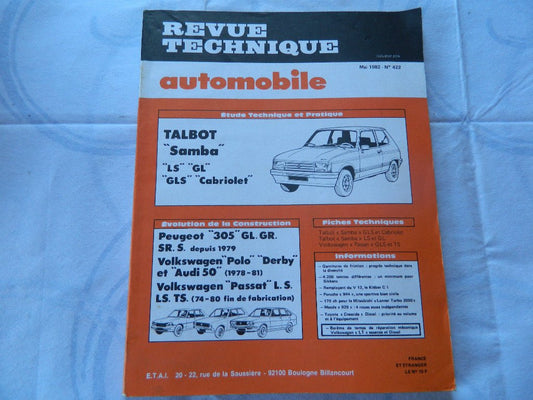 RTA revue technique automobile etat comme neuf TALBOT samba LS - GL - GLS n 422 - KLR Automation