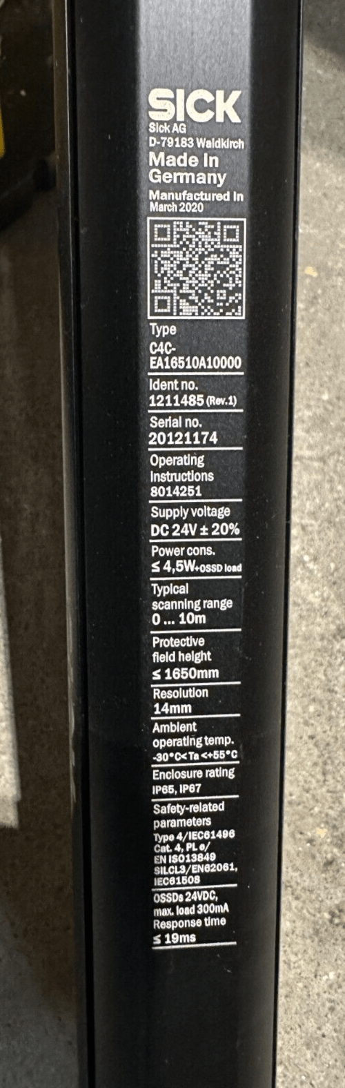 SICK DETEC4 CORE C4C - EA16510A10000 + C4C - SA16510A10000 + PU3H21 - 00000000 COLUMN - KLR Automation