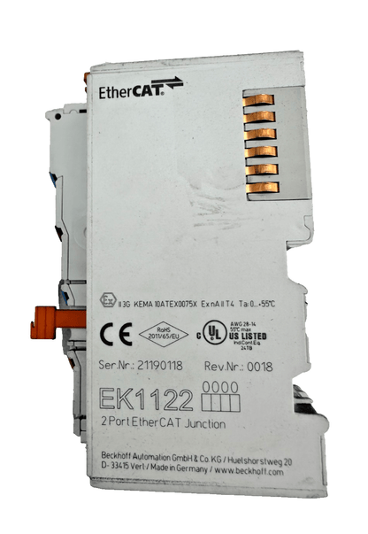 BECKHOFF EK1122 21190118 PONT ETHERCAT + EK1100 16190632 COUPLEUR x2pc - KLR Automation