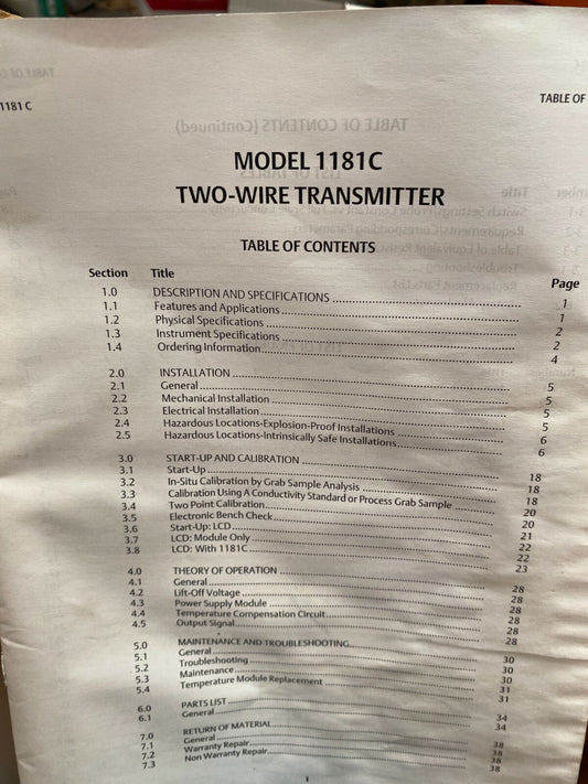 Rosemount 1181C Uniloc 2-Wire Transmitter 1181-C New