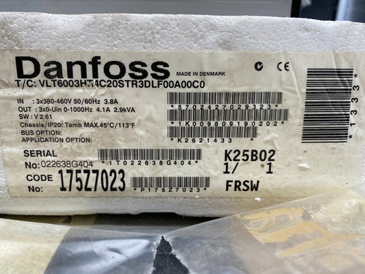 NEW DANFOSS VLT 6000 HVAC VLT6003HT4C20STR3DLF00A00C0 INVERTER 175Z7023 - KLR Automation