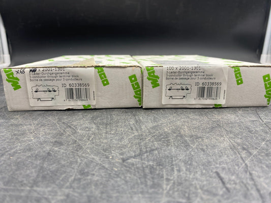 LOT DE 165 WAGO 2001 - 1301 BORNE DE PASSAGE POUR 3 CONDUCTEURS - KLR Automation