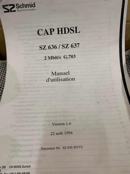 SZ Schmid SZ 637 V11 Telecom CAP HDSL - KLR Automation