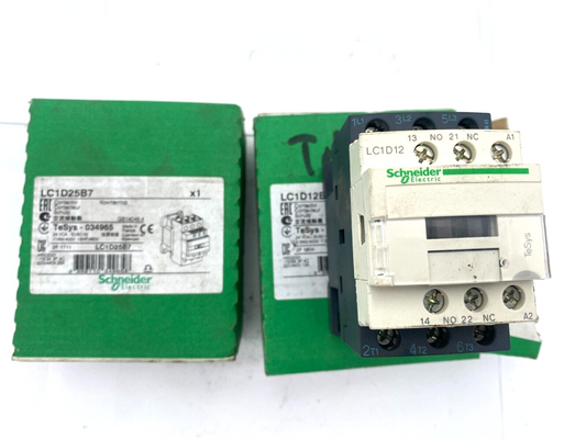 LOT OF 2 SCHNEIDER ELECTRIC LC1 D12 CONTACTOR LC1D25B7