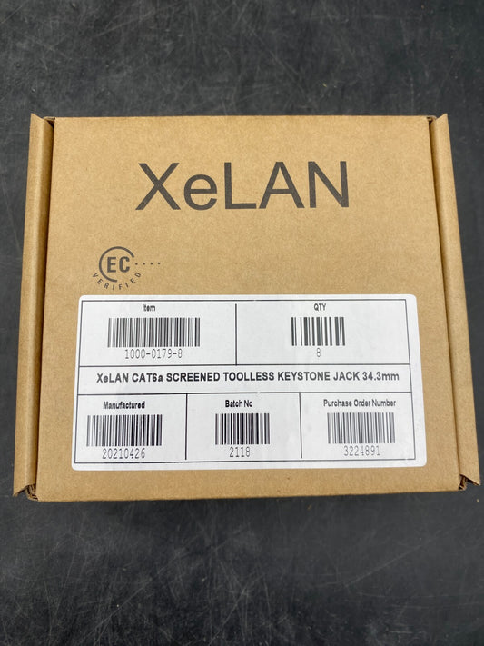 8pc x XELAN CAT6A SCREENED TOOLLESS KEYSTONE JACK 34.3 mm 8pc