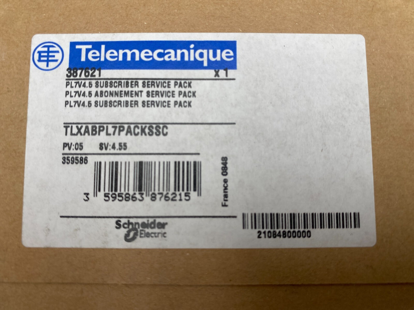 TELEMECANIQUE TLXABPL7PACKSSC PL7V4.5 ABONNEMENT SERVICE PACK PV 05 SV 4.55