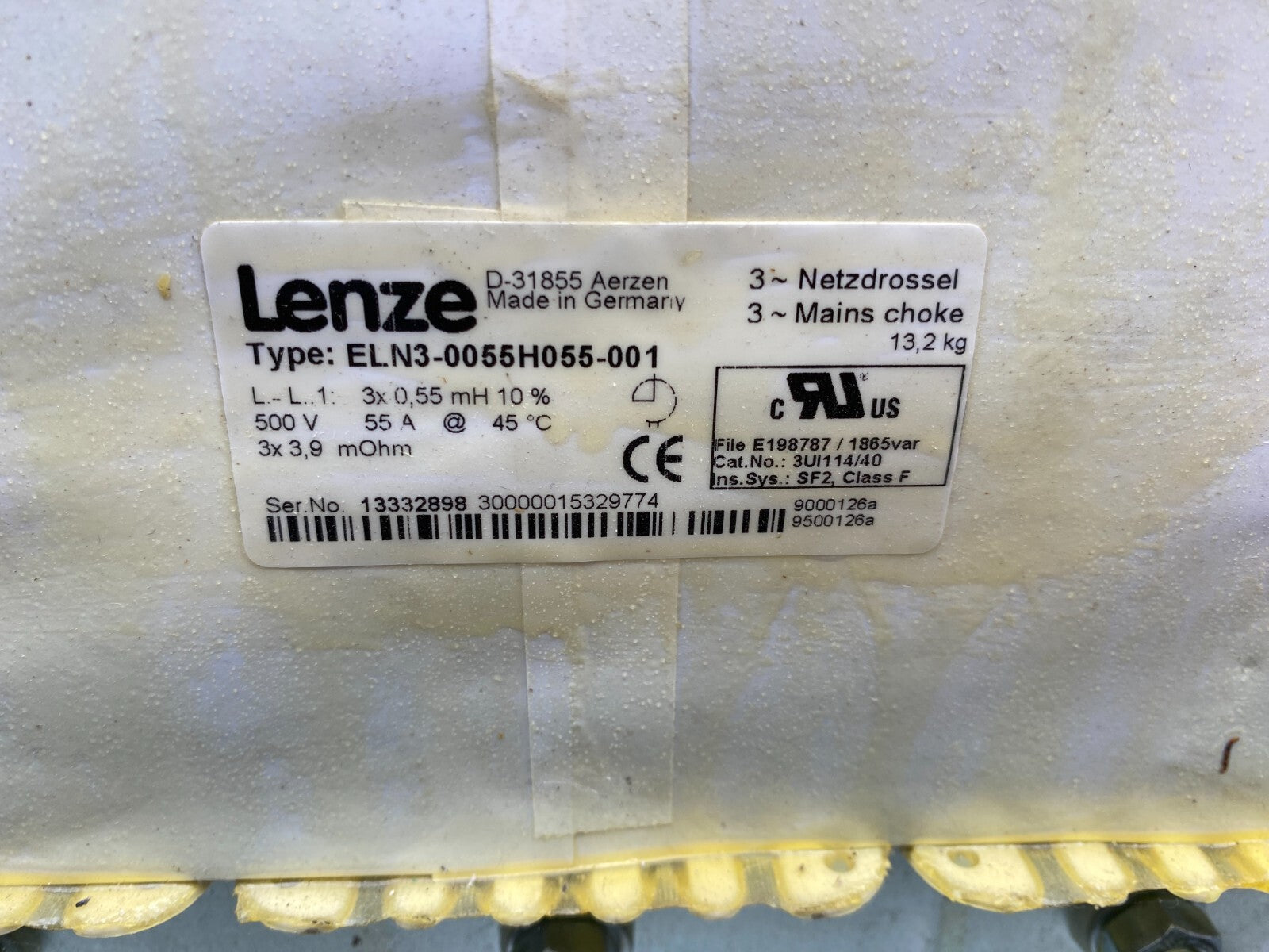 LENZE ELN3-0055H055-001 500V 55A MAINS CHOKE STARTER ELECTRIC