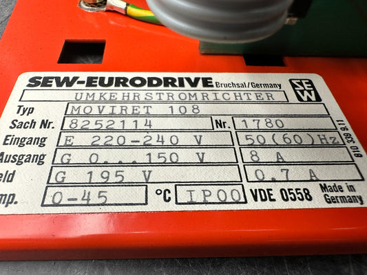 SEW EURODRIVE MOVIRET 108 / Sach. Nr. 8252114 / UMKEHRSTROMRICHTER