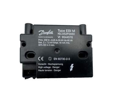 DANFOSS TYPE EBI M 052F0050 TRANSFORMATEUR 230V 0.25A 2x7.5 kV 40mA rms - KLR Automation