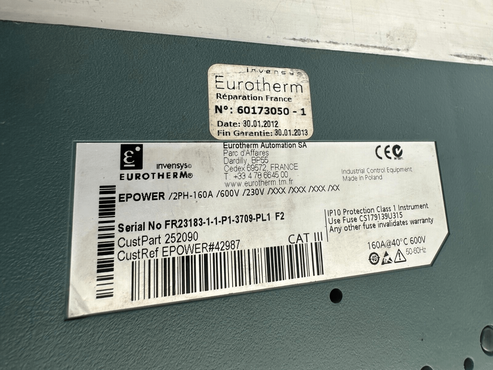 EUROTHERM EPOWER/1PH - 160A/600V/230V/XXX/XXX + EPOWER/2PH - 160A/600V/230V/XXX/XXX/ - KLR Automation
