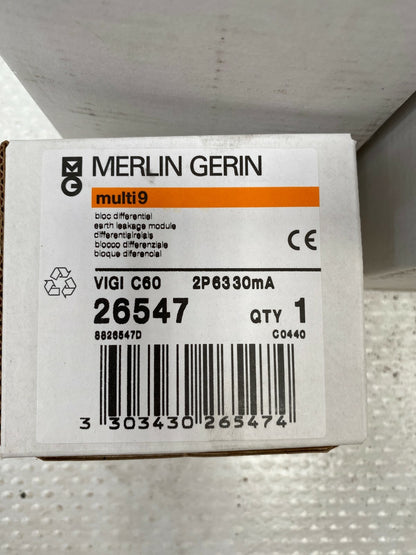 1pc x Merlin Gerin Schneider multi 9 vigi c60 26547 2p 63 30mA MG26547 - KLR Automation