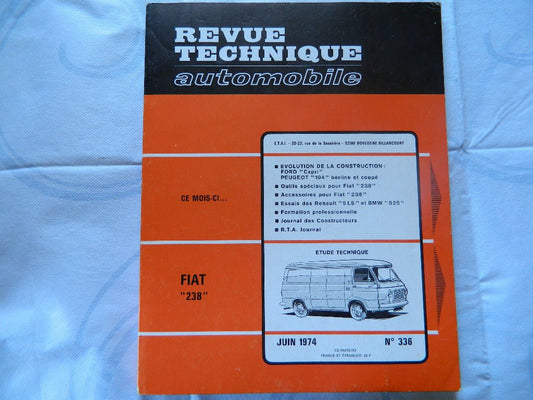 RTA revue technique automobile etat comme neuf FIAT 238 n 336 - KLR Automation