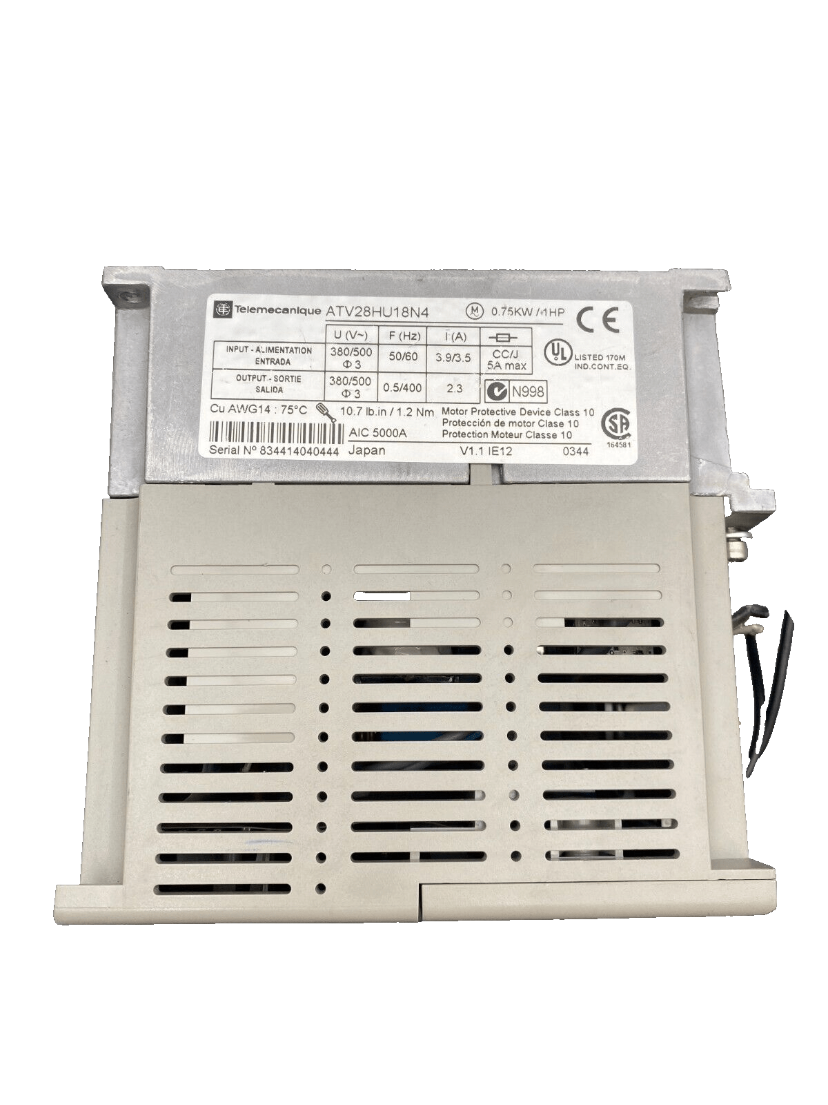 TELEMECANIQUE ATV28HU18N4 ALTIVAR 28 0.75kW/1HP 380V/500V VARIATEUR DE FREQUENCE - KLR Automation