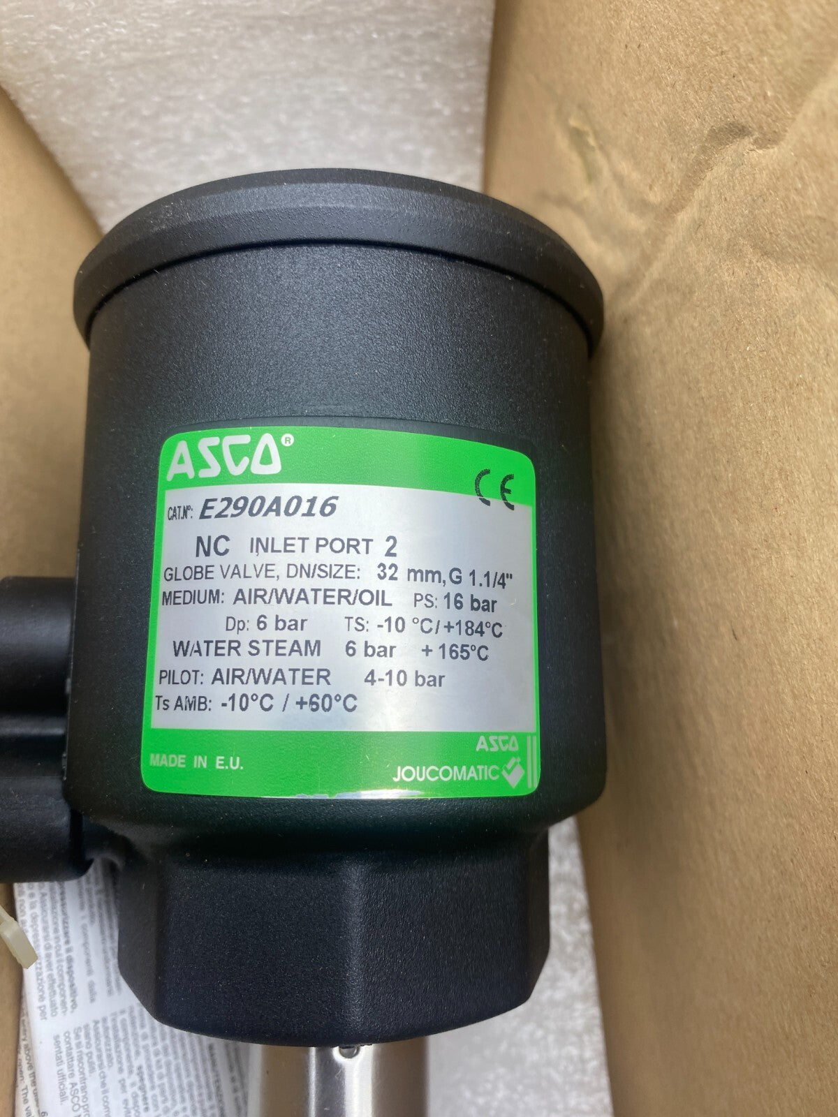 ASCO JOUCOMATIC E290A016 NC INLET PORT 2 GLOBE VALVE  32mm G1.1/4" AIR WATER OIL