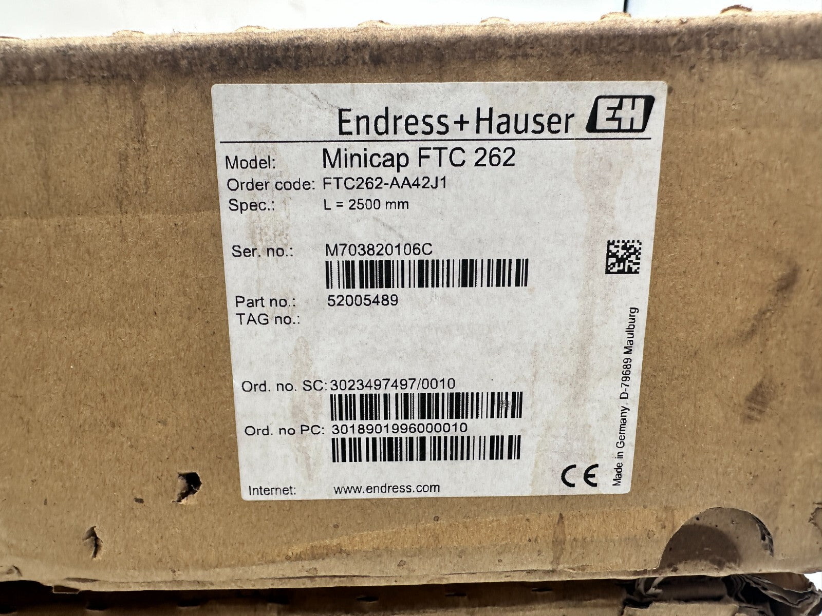 ENDRESS+HAUSER MINICAP FTC 262 FTC262-AA42J1 L=2500mm CAPTEUR DE NIVEAU
