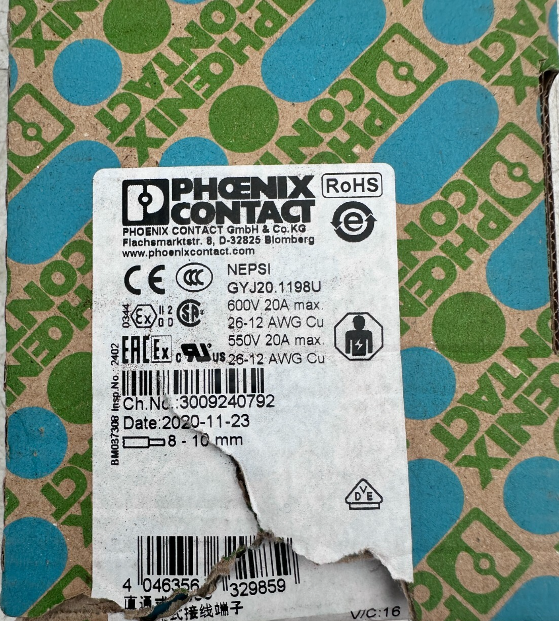 PHOENIX CONTACT 3209578 PT 2.5-QUATTRO x 50pc