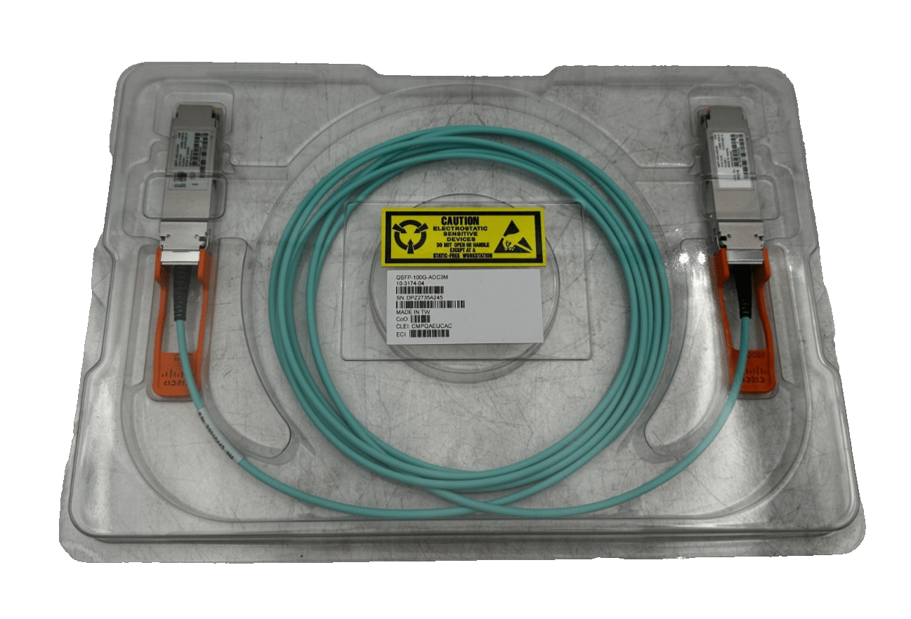 CISCO QSFP - 100G - AOC3M 10 - 3174 - 04 ACTIVE OPTICAL CABLE x1pc - KLR Automation