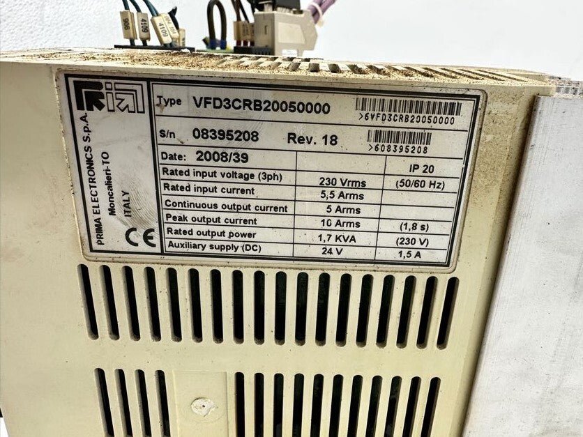 1pc x PRIMA ELECTRONICS MOTOR CONTROLLER VFD400 VFD3CRB20050000 Rev.18 - KLR Automation