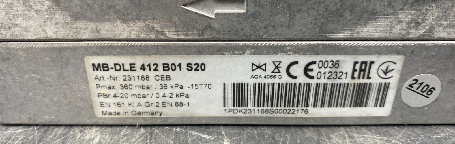 DUNGS MB-DLE 412 B01 S50 231168 3142295 GT-D1-MBDLE412-RP32-350-500 360MBAR